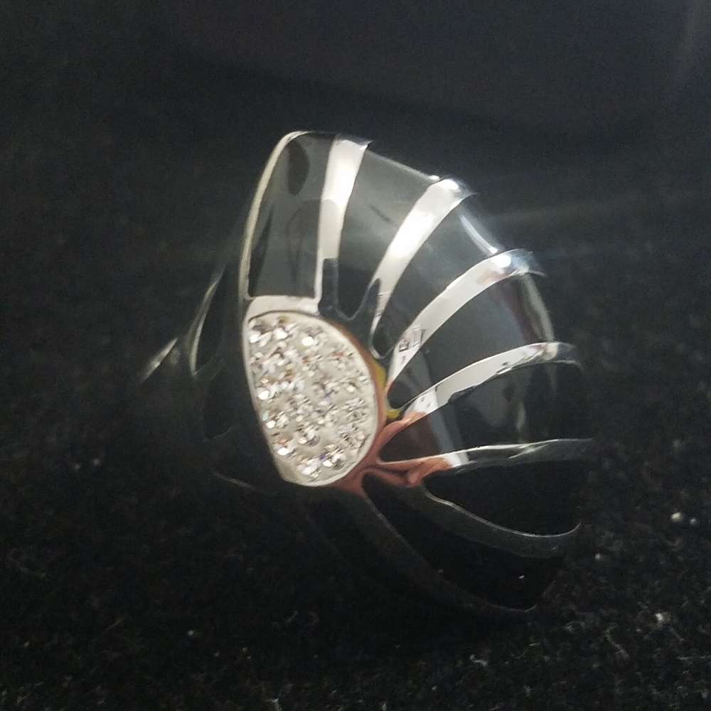 Black And Silver Statement Ring - image 2